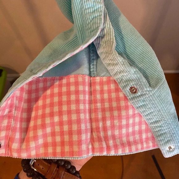 Vintage teal overalls. Size 18 months. Pink Checkered material inside and shirt - Picture 5 of 9